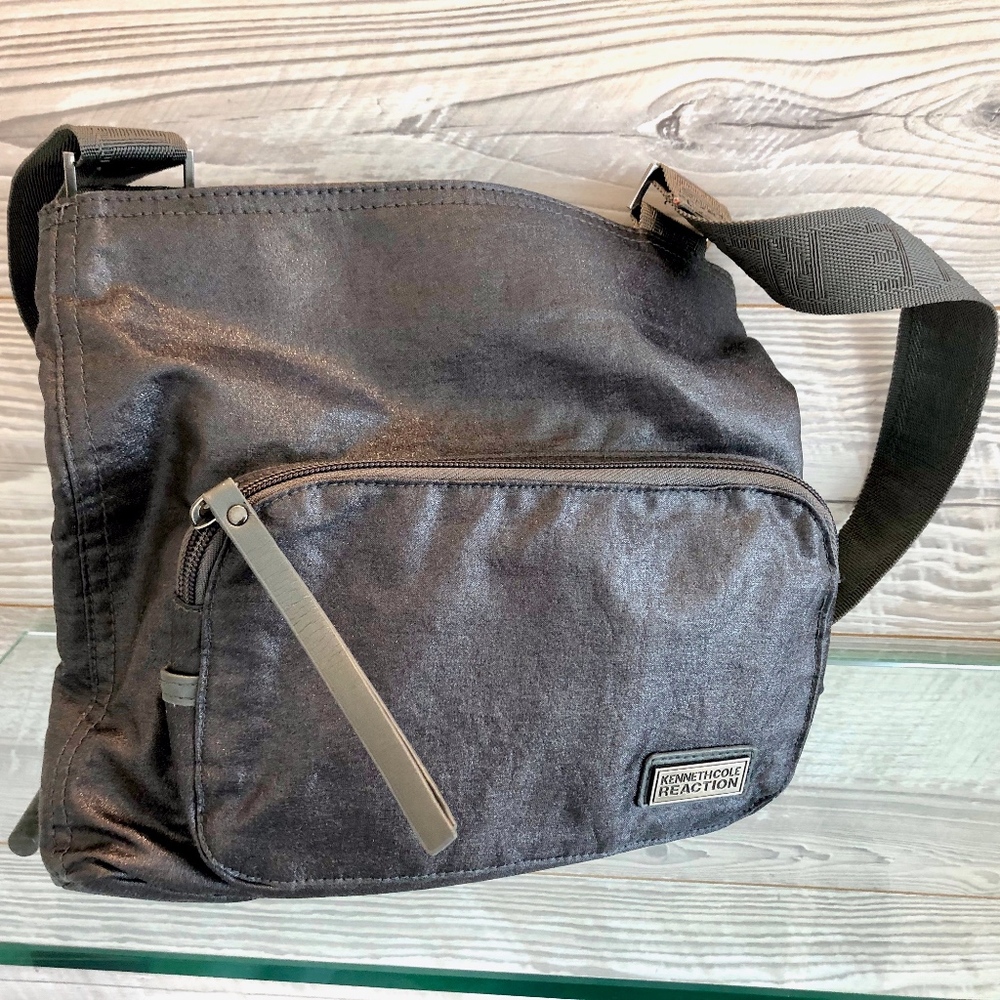 Kenneth Cole Reaction Metallic Gray Crossbody Bag